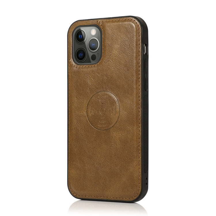 For iPhone 12 / 12 Pro Multiple Card Slots Detachable Magnetic Horizontal Flip Leather Case with Card Slots & Holder & Wallet(Brown) - iPhone 12 / 12 Pro Cases by buy2fix | Online Shopping UK | buy2fix