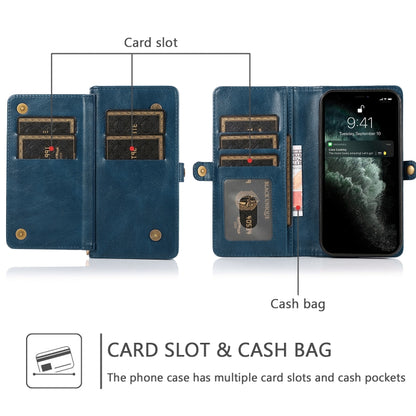 For iPhone 12 / 12 Pro Multiple Card Slots Detachable Magnetic Horizontal Flip Leather Case with Card Slots & Holder & Wallet(Navy Blue) - iPhone 12 / 12 Pro Cases by buy2fix | Online Shopping UK | buy2fix