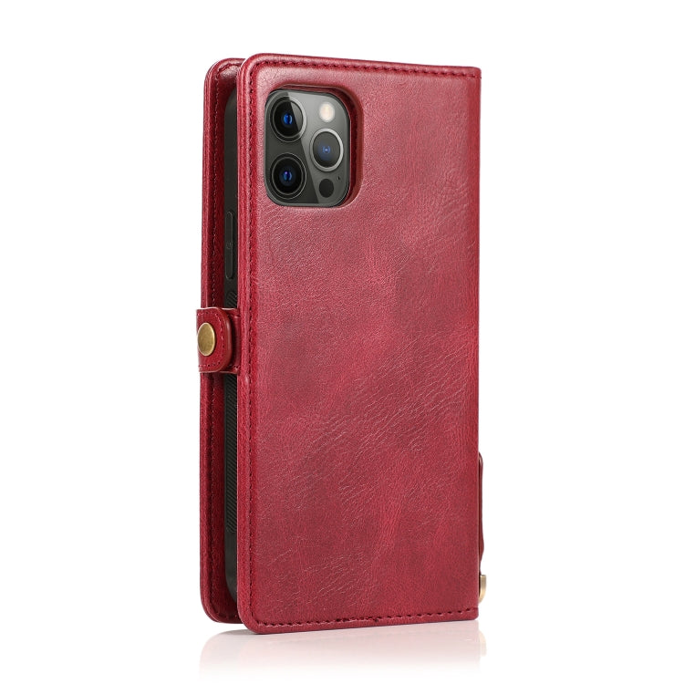 For iPhone 12 Pro Max Multiple Card Slots Detachable Magnetic Horizontal Flip Leather Case with Card Slots & Holder & Wallet(Red) - iPhone 12 Pro Max Cases by buy2fix | Online Shopping UK | buy2fix