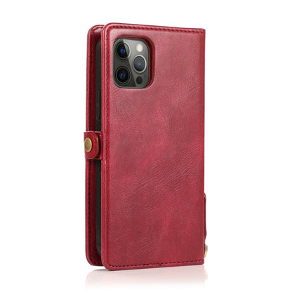For iPhone 12 Pro Max Multiple Card Slots Detachable Magnetic Horizontal Flip Leather Case with Card Slots & Holder & Wallet(Red) - iPhone 12 Pro Max Cases by buy2fix | Online Shopping UK | buy2fix