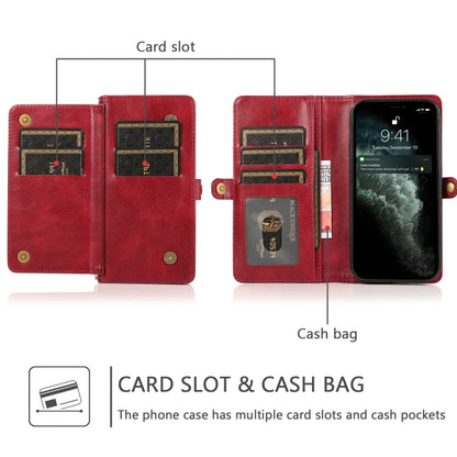 For iPhone 12 Pro Max Multiple Card Slots Detachable Magnetic Horizontal Flip Leather Case with Card Slots & Holder & Wallet(Red) - iPhone 12 Pro Max Cases by buy2fix | Online Shopping UK | buy2fix