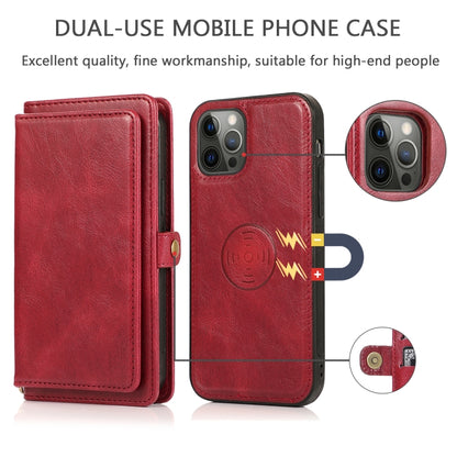 For iPhone 12 Pro Max Multiple Card Slots Detachable Magnetic Horizontal Flip Leather Case with Card Slots & Holder & Wallet(Red) - iPhone 12 Pro Max Cases by buy2fix | Online Shopping UK | buy2fix