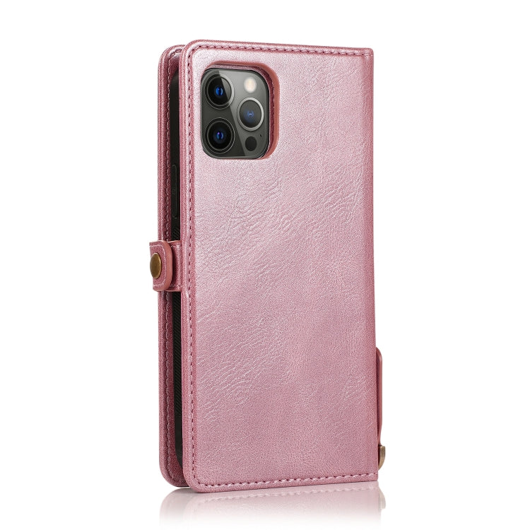 For iPhone 12 Pro Max Multiple Card Slots Detachable Magnetic Horizontal Flip Leather Case with Card Slots & Holder & Wallet(Rose Gold) - iPhone 12 Pro Max Cases by buy2fix | Online Shopping UK | buy2fix