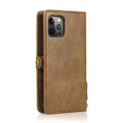 For iPhone 12 Pro Max Multiple Card Slots Detachable Magnetic Horizontal Flip Leather Case with Card Slots & Holder & Wallet(Brown) - iPhone 12 Pro Max Cases by buy2fix | Online Shopping UK | buy2fix