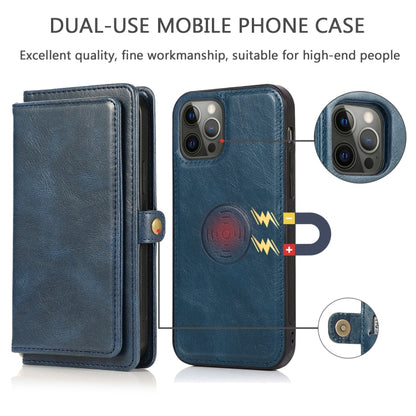 For iPhone 12 Pro Max Multiple Card Slots Detachable Magnetic Horizontal Flip Leather Case with Card Slots & Holder & Wallet(Navy Blue) - iPhone 12 Pro Max Cases by buy2fix | Online Shopping UK | buy2fix