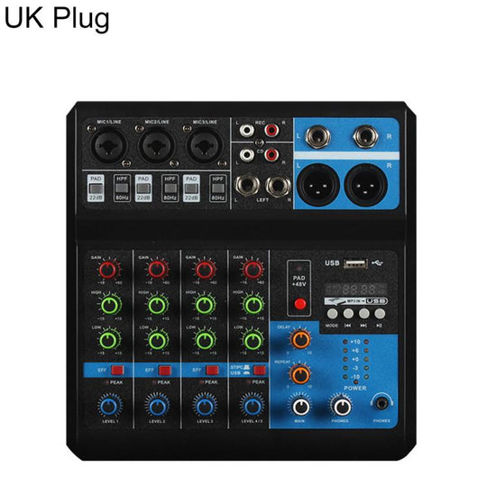 F-5A Multi-function Professional 5-way Recording Mixer Bluetooth Live Streaming Sound Card, Plug Type:UK Plug(Black)