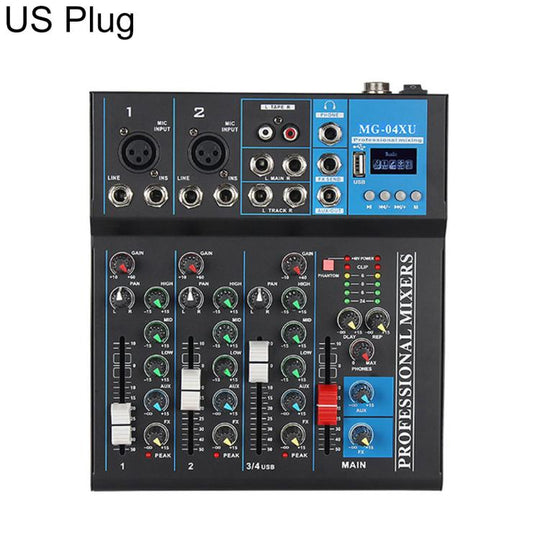 MG-04 4-Channel Multi-function Professional Bluetooth Live Streaming Recording Mixer, Plug Type:US Plug(Black)