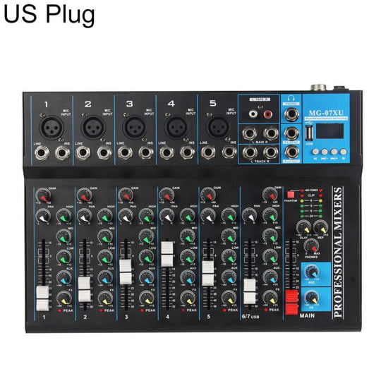 MG-07 7-Channel Multi-function Professional Bluetooth Live Streaming Recording Mixer, Plug Type:US Plug(Black)