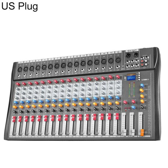 CT-16 16-Channel Professional Bluetooth Recording Mixer KTV Sound System, Plug Type:US Plug(Black Grey)