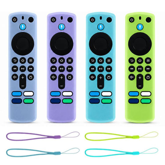 For Amazon Alexa Voice Remote 3rd Gen XDcase 4pcs Soft Silicone Protective Case with Mini Strap(Luminous 4-Color)