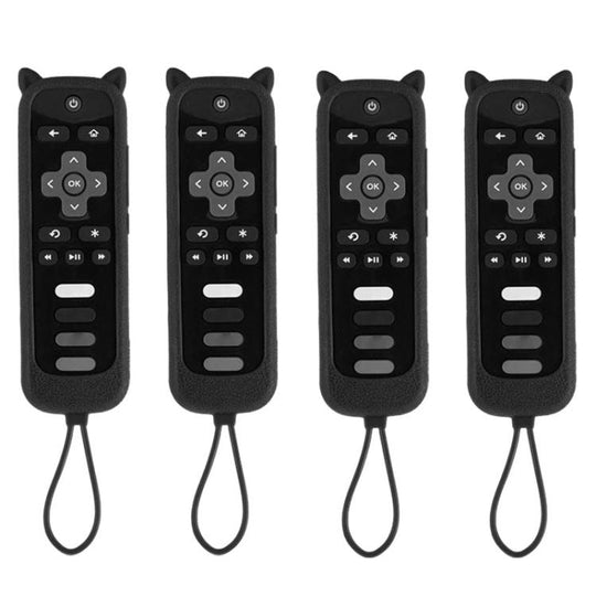 For TCL Roku TV Remote XDcase 4pcs Cute Cat Ears Silicone Protective Case with Mini Strap(Black)