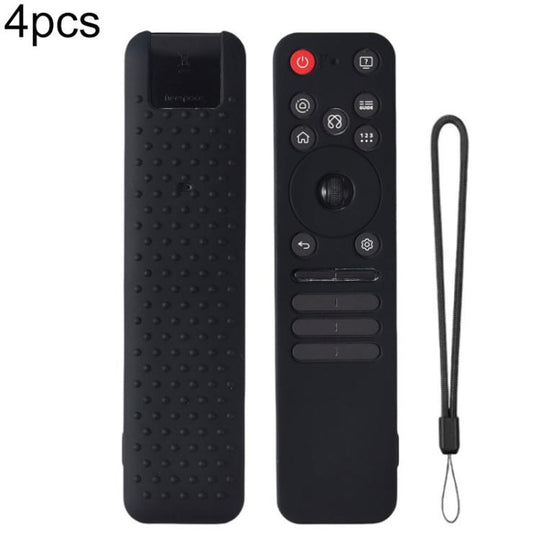 For LG MR25GA Magic Remote XDcase 4pcs Soft Silicone Protective Case with Mini Strap(Black)
