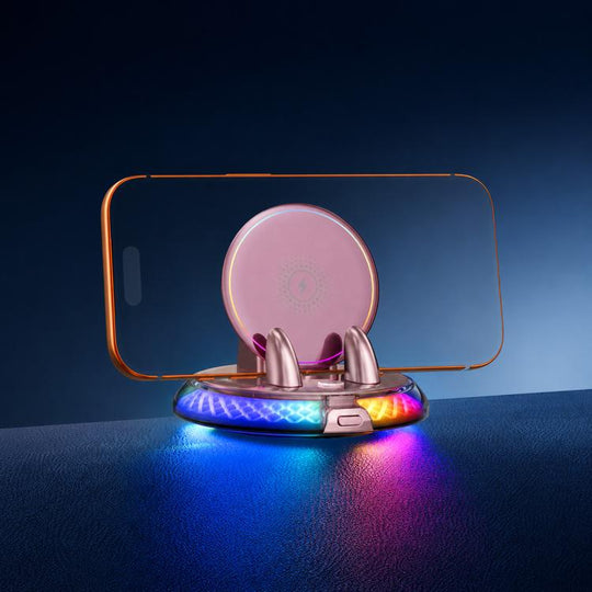 D9 Self-adhesive Rotating Base Car Wireless Charging Phone Holder(Pink)