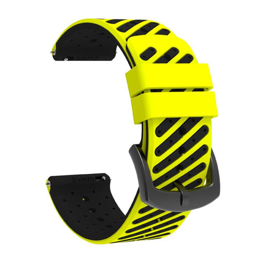 For COROS APEX 4 46mm / TicWatch Pro 5 Twill Texture Breathable Two Color Silicone Watch Band(Lime Black)