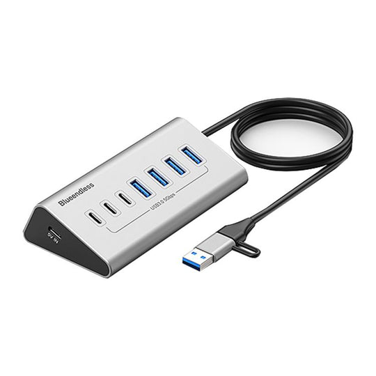 Blueendless Type-C / USB-C 2 in 1 Multifunctional HUB Docking Station UK Plug, Specification:7 Ports Hub(Grey)