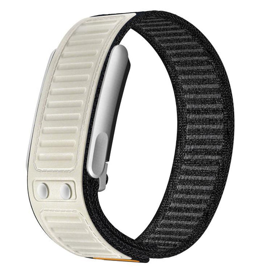 For WHOOP 5.0 Navigator Two Color Nylon Hybrid Microfiber Leather Watch Band(Starlight+Black+Silver)