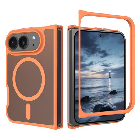 For iPhone Duo Skin Feel TPU Hybrid PC MagSafe Phone Case(Orange)