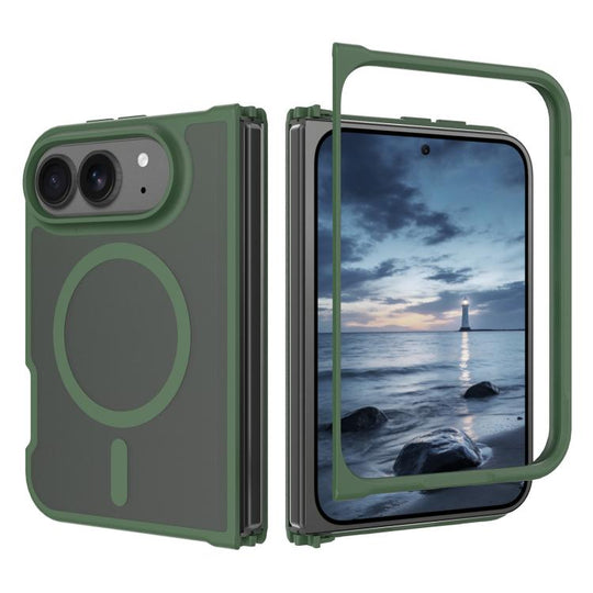 For iPhone Duo Skin Feel TPU Hybrid PC MagSafe Phone Case(Dark Green)