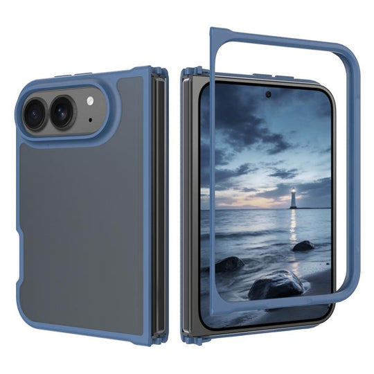 For iPhone Duo Skin Feel Contrast Color TPU Hybrid PC Phone Case(Blue)