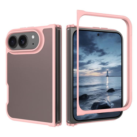 For iPhone Duo Skin Feel Contrast Color TPU Hybrid PC Phone Case(Pink)