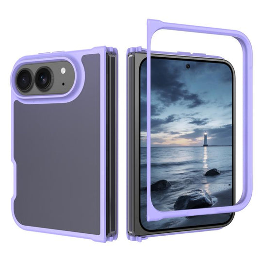 For iPhone Duo Skin Feel Contrast Color TPU Hybrid PC Phone Case(Purple)