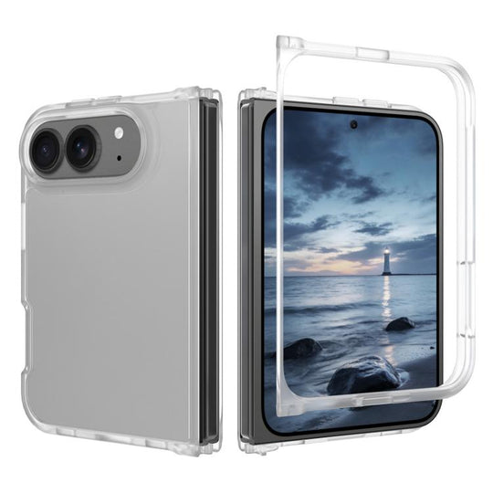 For iPhone Duo Skin Feel Contrast Color TPU Hybrid PC Phone Case(Matte Transparent)