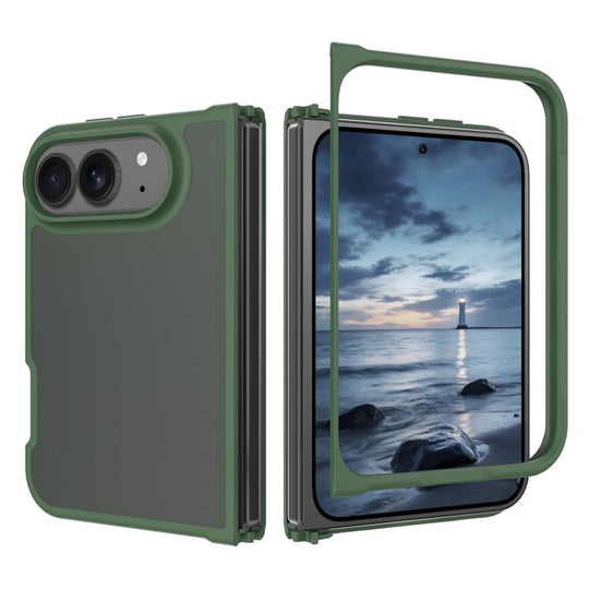 For iPhone Duo Skin Feel Contrast Color TPU Hybrid PC Phone Case(Dark Green)