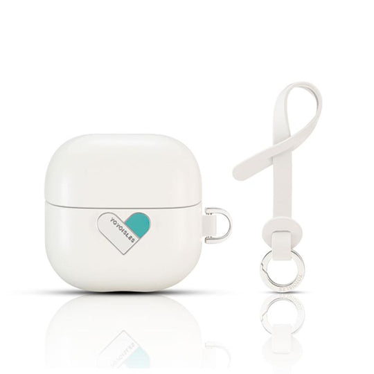 For Huawei FreeClip 2 YOYOISLES Heart Island Series Electroplated PC Hybrid PU Earphone Protective Case(White)