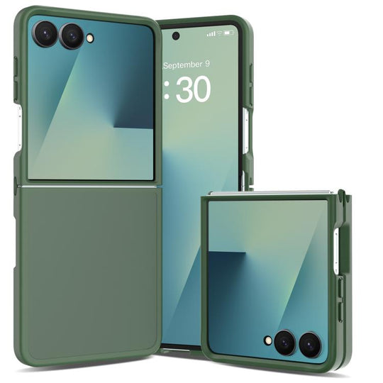 For Galaxy Z Flip8 5G Skin Feel Contrast Color TPU Hybrid PC Phone Case(Dark Green)