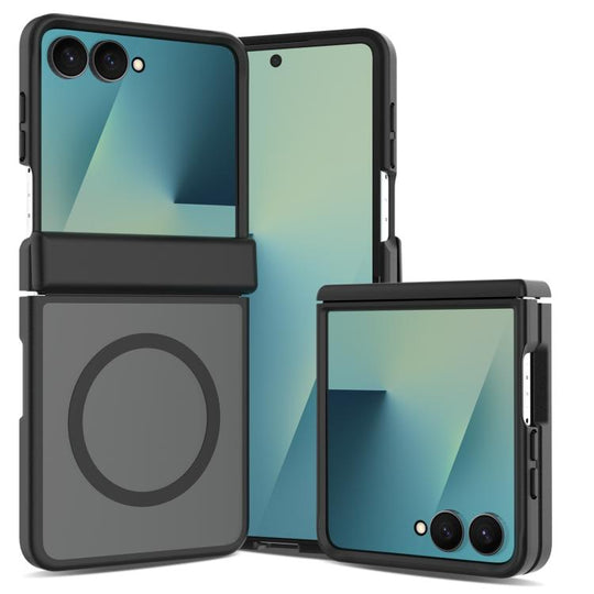 For Galaxy Z Flip8 5G Skin Feel TPU Hybrid PC Magnetic Phone Case with Hinge Cover(Black)