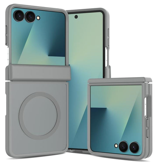 For Galaxy Z Flip8 5G Skin Feel TPU Hybrid PC Magnetic Phone Case with Hinge Cover(Dark Grey)
