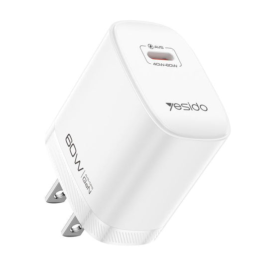 Yesido YC25U Type-C 40-60W AVS Dynamic Fast Charger with Type-C to Type-C Cable, Plug:US Plug(White)