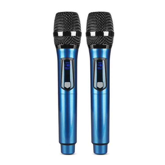 E1 UHF 1 to 2 Rechargeable Wireless Microphone(Blue)