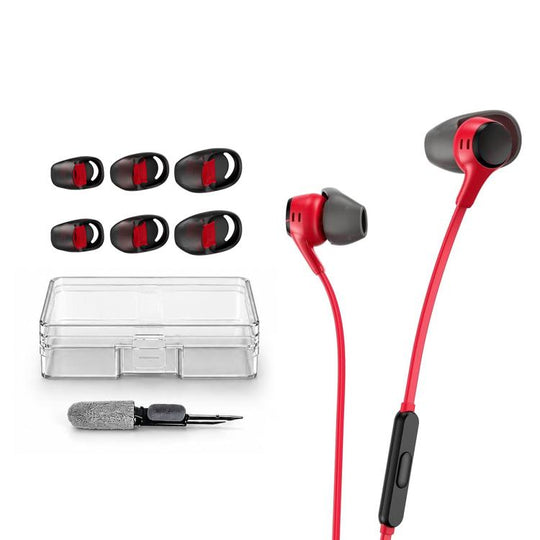 For HyperX Cloud EarBuds XDcase 3 Pairs Replacement Silicone Ear Tips Kit, S/M/L Size, Cleaning Brush Color Random(Transparent Black+Red)