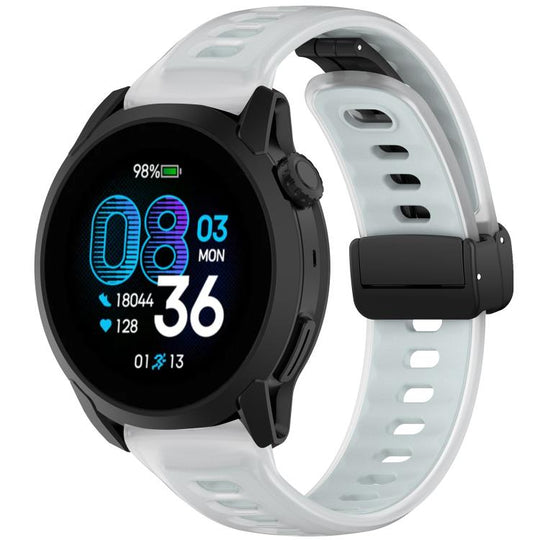 For COROS PACE 4 Folding Magnetic Black Buckle Jelly Silicone Watch Band(Frost White)