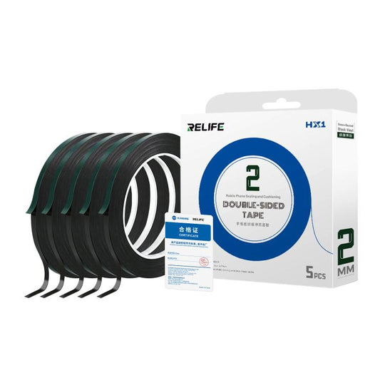 RELIFE HX1 5 in 1 Green Film Black Foam Double-Sided Tape, Size:2mm x 10m