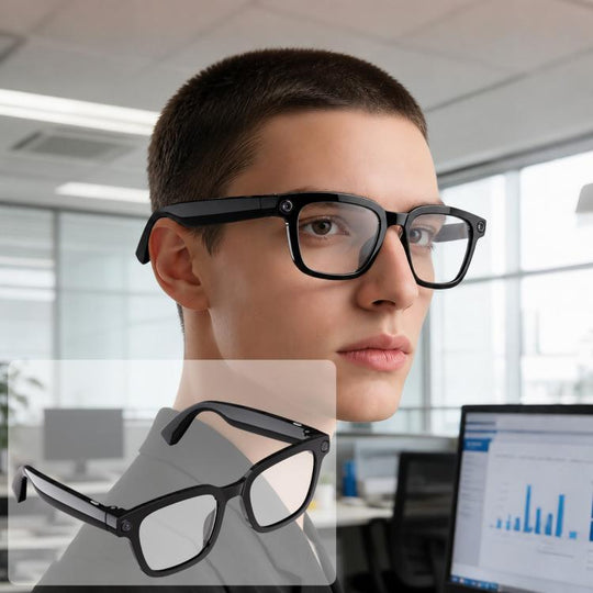 V03 Pro Smart AI Glasses with 8MP HD Camera, Video Recording WiFi Transmission, Al Smart Voice Assistant, Type:Anti Blue Light Lens(Black)
