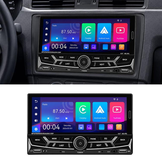 6.9 inch Car Wireless Carplay Dual Spindle MP5 Player, Specification:Standard+Reversing Camera(7086W-2900)