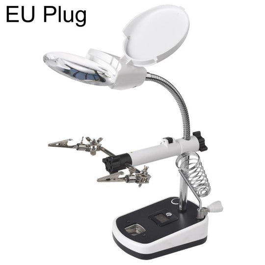 16090C Desktop Multifunctional Electric Iron Soldering Repair Magnifying Glass with LED Light, Plug:EU Plug