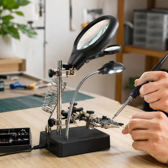 16129-C1 Desktop Welding Repair Stand Magnifying Glass with LED Light