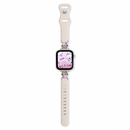 For Apple Watch 42mm / 41mm / 40mm / 38mm Metal Cartoon Hybrid Starlight Silicone Watch Band(Pink Cat)