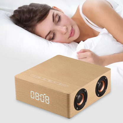 Q5C Multifunctional Wooden Touch Clock Display Bluetooth Speaker, Support TF Card & U Disk & 3.5mm AUX(Walnut) - Desktop Speaker by buy2fix | Online Shopping UK | buy2fix