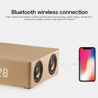 Q5C Multifunctional Wooden Touch Clock Display Bluetooth Speaker, Support TF Card & U Disk & 3.5mm AUX(Yellow Wood) - Desktop Speaker by buy2fix | Online Shopping UK | buy2fix