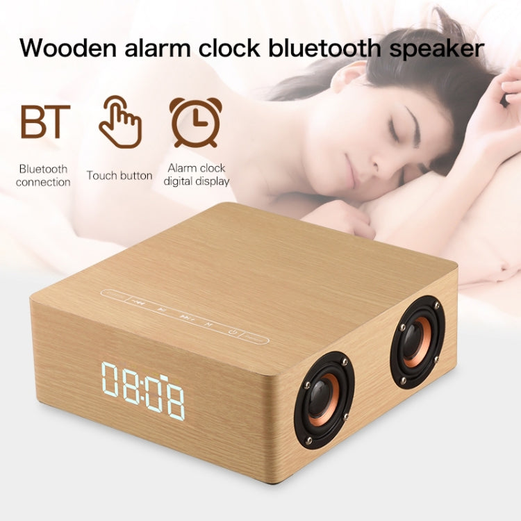 Q5C Multifunctional Wooden Touch Clock Display Bluetooth Speaker, Support TF Card & U Disk & 3.5mm AUX(Yellow Wood) - Desktop Speaker by buy2fix | Online Shopping UK | buy2fix