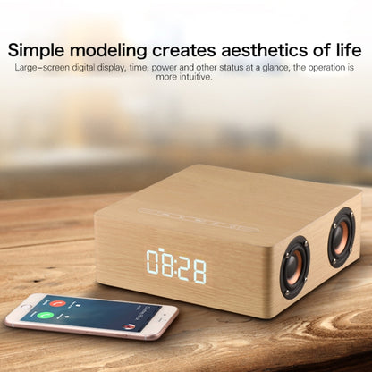 Q5C Multifunctional Wooden Touch Clock Display Bluetooth Speaker, Support TF Card & U Disk & 3.5mm AUX(Yellow Wood) - Desktop Speaker by buy2fix | Online Shopping UK | buy2fix