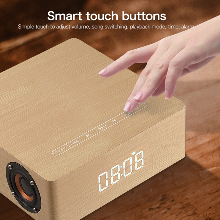 Q5C Multifunctional Wooden Touch Clock Display Bluetooth Speaker, Support TF Card & U Disk & 3.5mm AUX(Walnut) - Desktop Speaker by buy2fix | Online Shopping UK | buy2fix