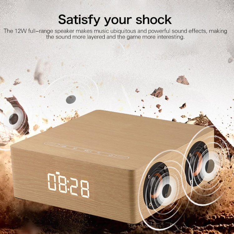 Q5C Multifunctional Wooden Touch Clock Display Bluetooth Speaker, Support TF Card & U Disk & 3.5mm AUX(Yellow Wood) - Desktop Speaker by buy2fix | Online Shopping UK | buy2fix