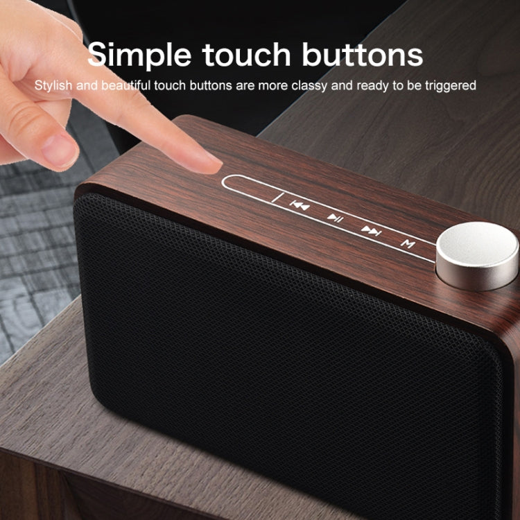 W5A Subwoofer Fabric Wooden Touch Bluetooth Speaker, Support TF Card & U Disk & 3.5mm AUX(Walnut) - Desktop Speaker by buy2fix | Online Shopping UK | buy2fix