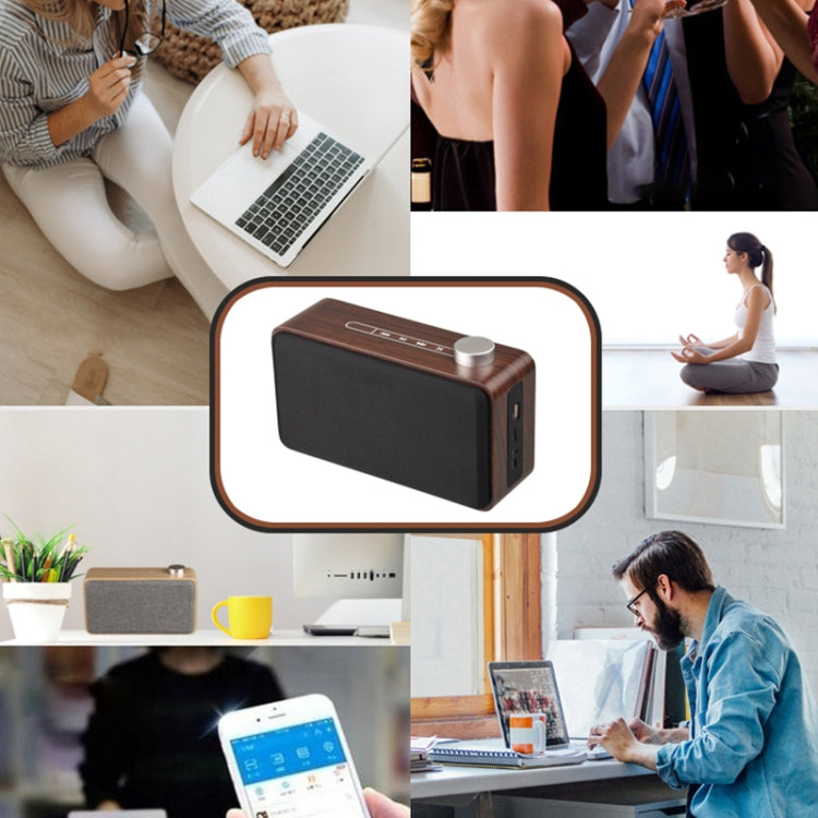 W5A Subwoofer Fabric Wooden Touch Bluetooth Speaker, Support TF Card & U Disk & 3.5mm AUX(Yellow Wood) - Desktop Speaker by buy2fix | Online Shopping UK | buy2fix