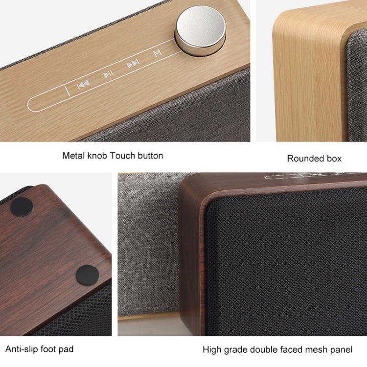 W5A Subwoofer Fabric Wooden Touch Bluetooth Speaker, Support TF Card & U Disk & 3.5mm AUX(Walnut) - Desktop Speaker by buy2fix | Online Shopping UK | buy2fix